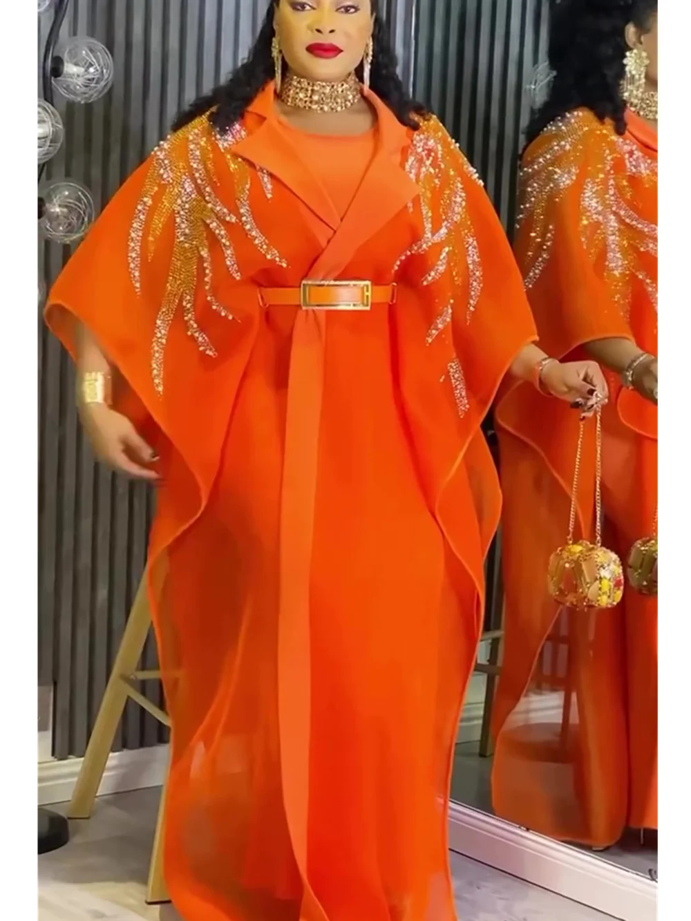 2 قطعة مجموعات الملابس الأفريقية للنساء Dashiki الماس وتتسابق ثوب حجم كبير فساتين حفلات الزفاف مساء قفطان بوبو رداء