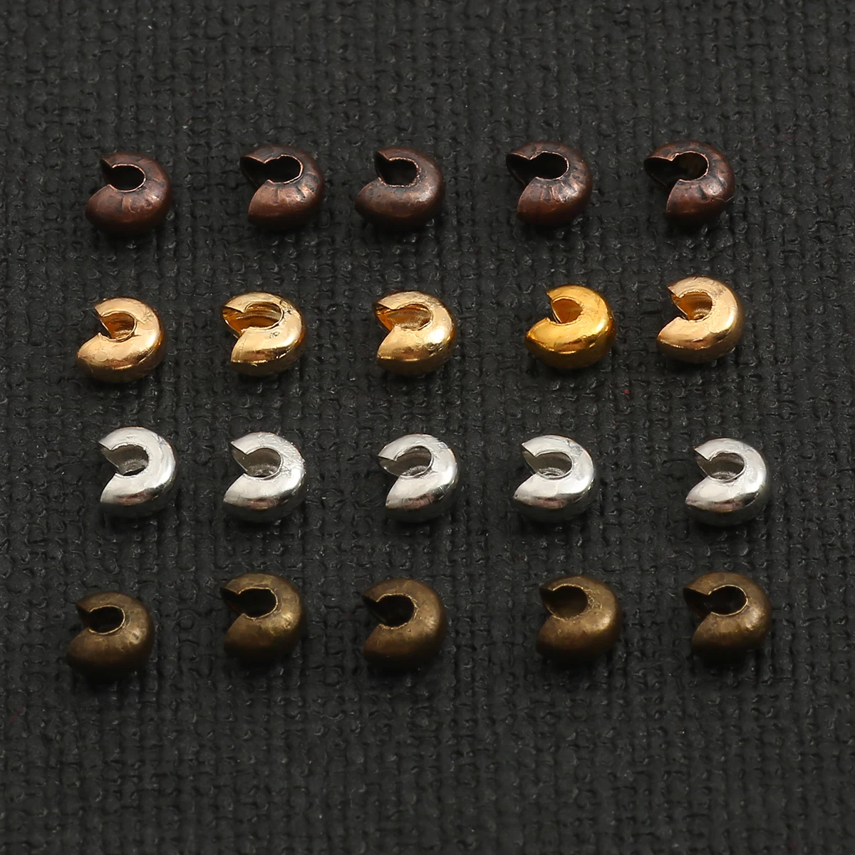 100Pcs Manik-Manik Bulat Penutup Ujung Crimp 3 4 5mm, Stopper Besi, Spacer Untuk Pembuatan Perhiasan, Bahan DIY Gelang Kalung