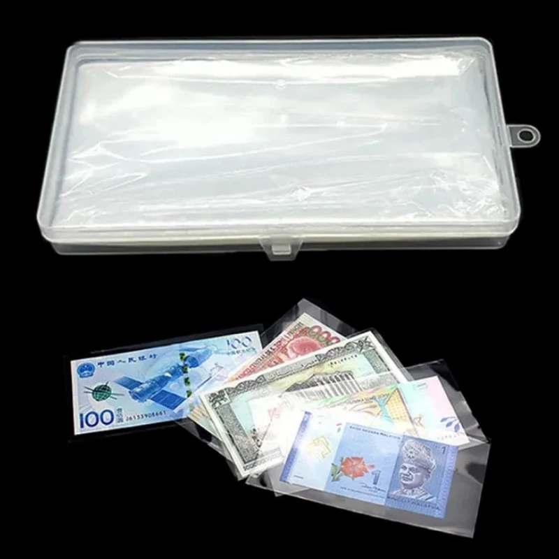 100Pcs Paper Money Collection Album Collection Pockets Loose Leaf Sheet Creative Money Banknote Protective Bag For Collector