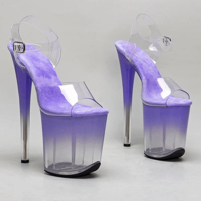 Leecabe 8Inch/20cm PVC upper Transparent blue gradient Platform party High Heels Shoes Pole Dancing Shoes