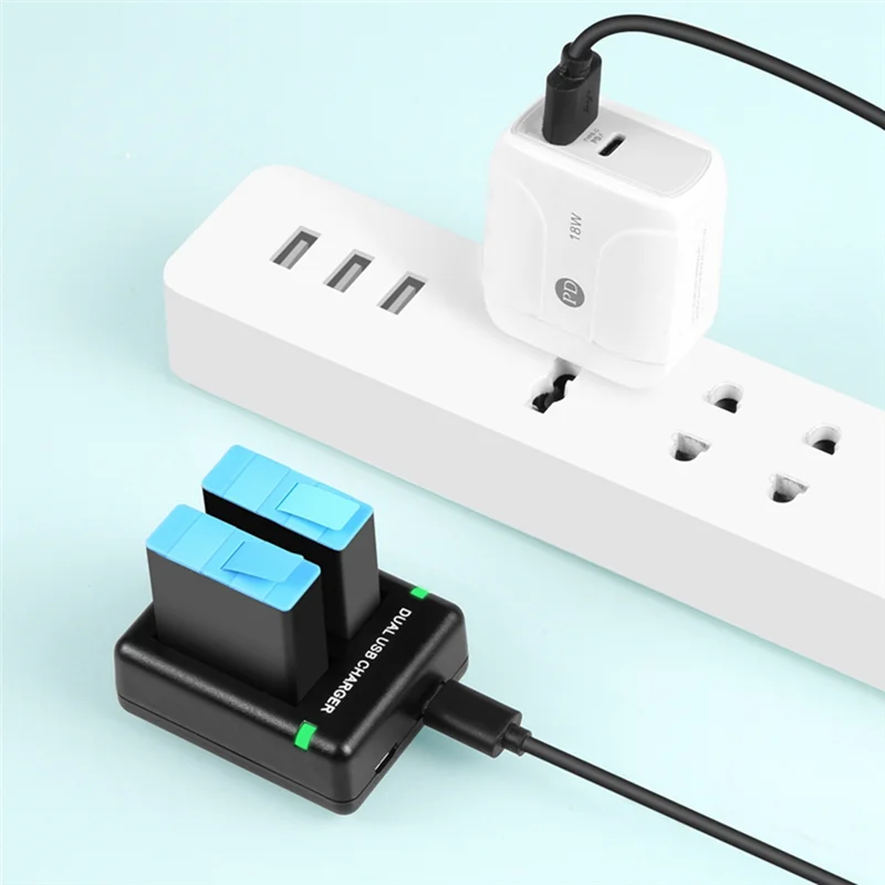 ABDE-For Gopro Hero11 أسود / HERO9 أسود / HERO10 USB فتحة منفذ مزدوج شاحن بطارية مزدوج أجزاء كاميرا الحركة السوداء