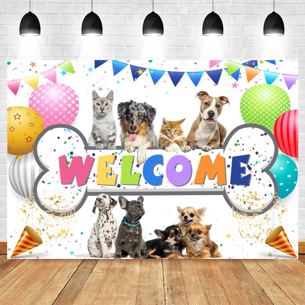 แมวสุนัขสัตว์เลี้ยง Birthday Party ฉากหลังการถ่ายภาพ Let's PAW-TY บอลลูนพื้นหลังถ่ายภาพ Photocall สตูดิโอถ่ายภาพ