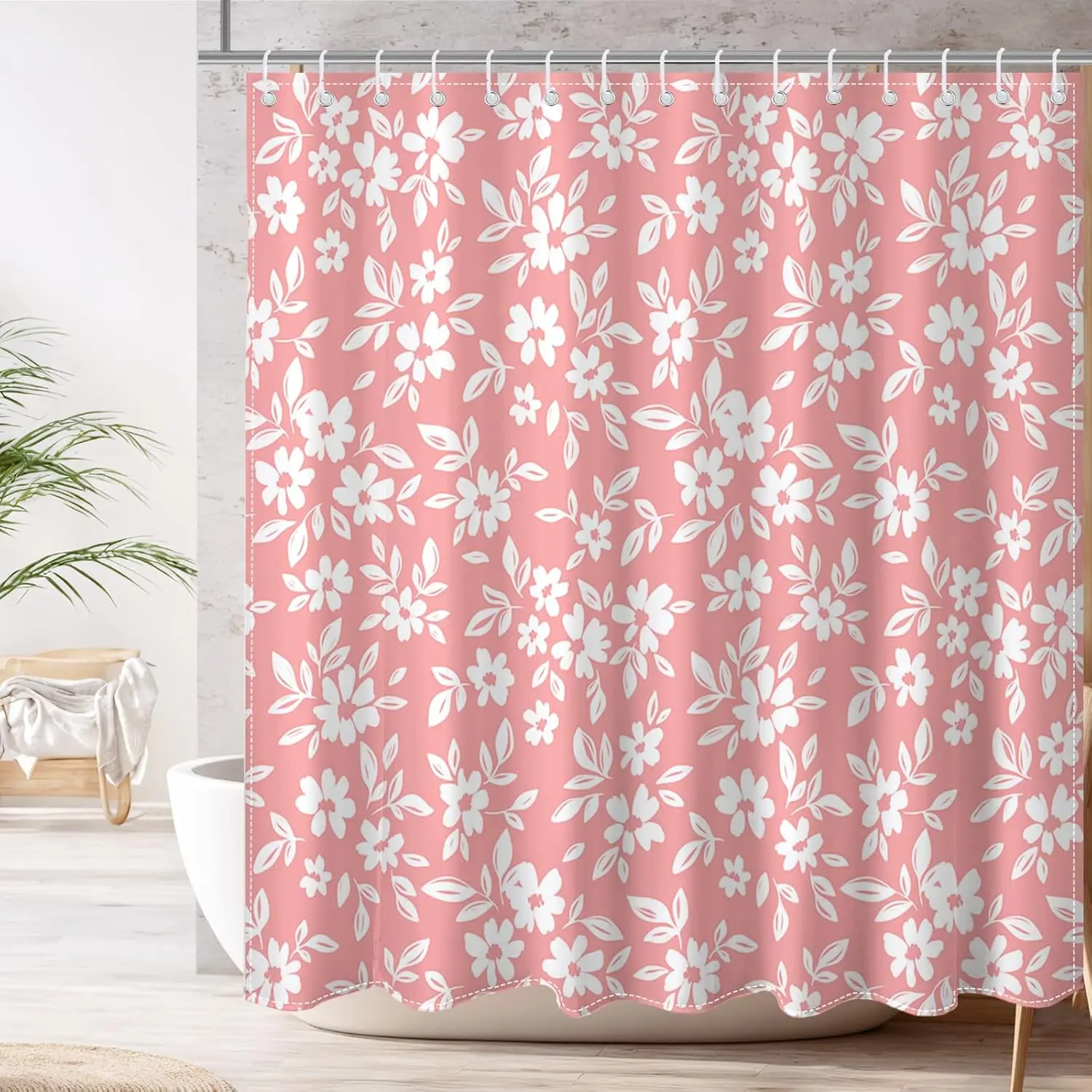 

Очаровательная занавеска для душа с цветочным принтом: мягкий розовый дизайн, нежная ткань и романтическая атмосфера для вашей уютной ванной комнаты