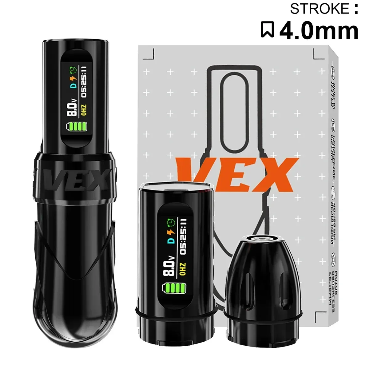 Professional VEX Wireless Tattoo Machine Pen Brushless Motor LED Display For Permanent Makeup 4.0 mm Stroke Optional