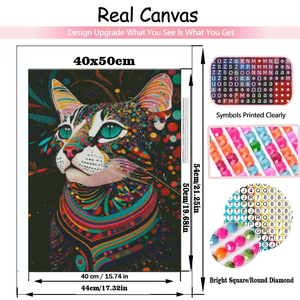 5d Diy Diamond Painting Cat Color Abstract Art Diamond Embroidery Mosaic Animal Flower Cross Stitch Kit Square/Round Home Decor