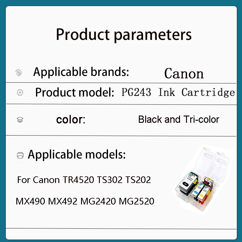 Vliaxh PG243 CL244 smart cartridge rifll kit  For Canon  PG243Xl CL244XL TR4520 TS302 TS202 MX490 MX492 MG2420 MG2520 MG2922