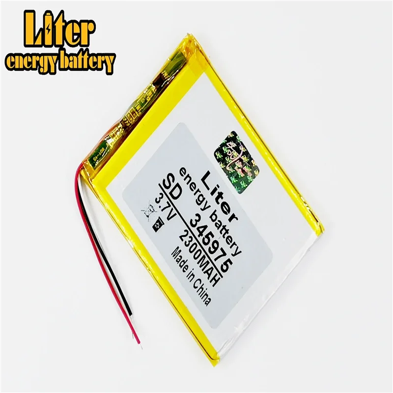 3 line 345975 3.7V 2300MAH Rechargeable li Polymer Battery For GPS DVR E-Book Tablet PC Power Bank Wexler Book E6005 356075