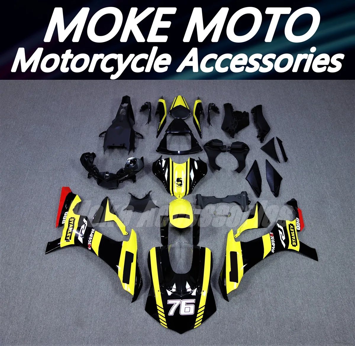 

Moke moto Motorcycle Fairings Kit Fit For Yzf R1M R1 2015 2016 2017 2018 2019 Bodywork Set Abs Injection Yellow Black