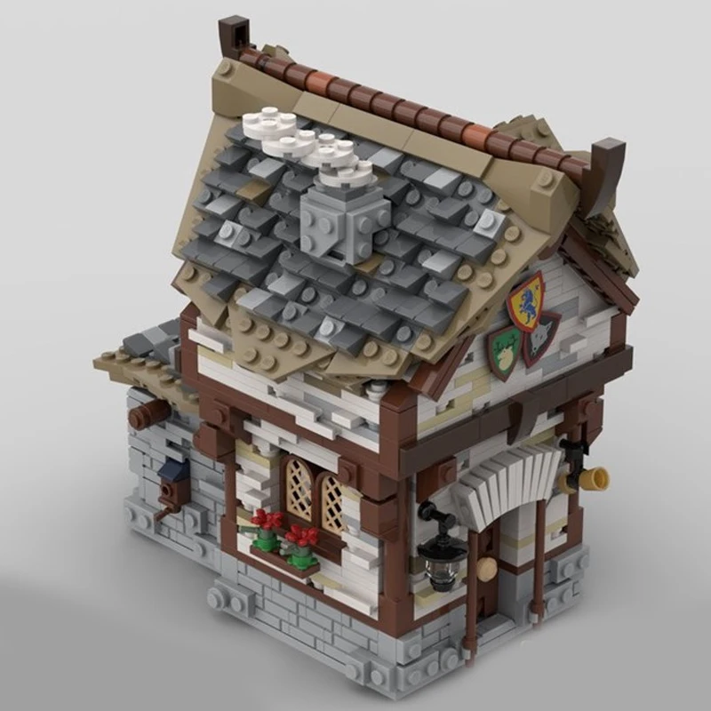 1087PCS MOC Taverne in Stile Medievale Building Blocks Set Città Street View Modello di Architettura Modulare FAI DA TE Assemblare Giocattoli Regalo Del Capretto