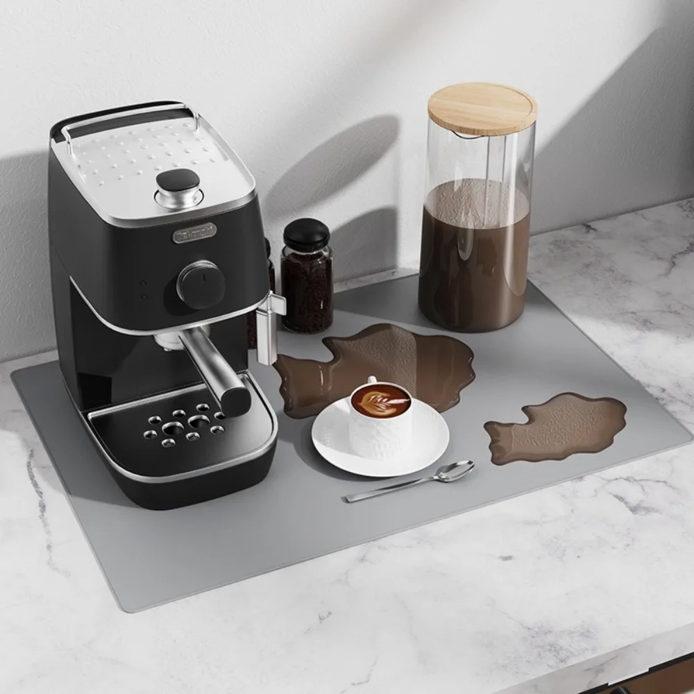 

Kitchen Supplies 2 in 1 Coffee Machine Mat Waterproof Silicone Coffee Bar Mat Non-slip Detachable Drain Pad Cafe