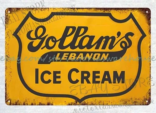 Gollam;s Lebanon Ice Cream metal tin sign wall plaque wall art