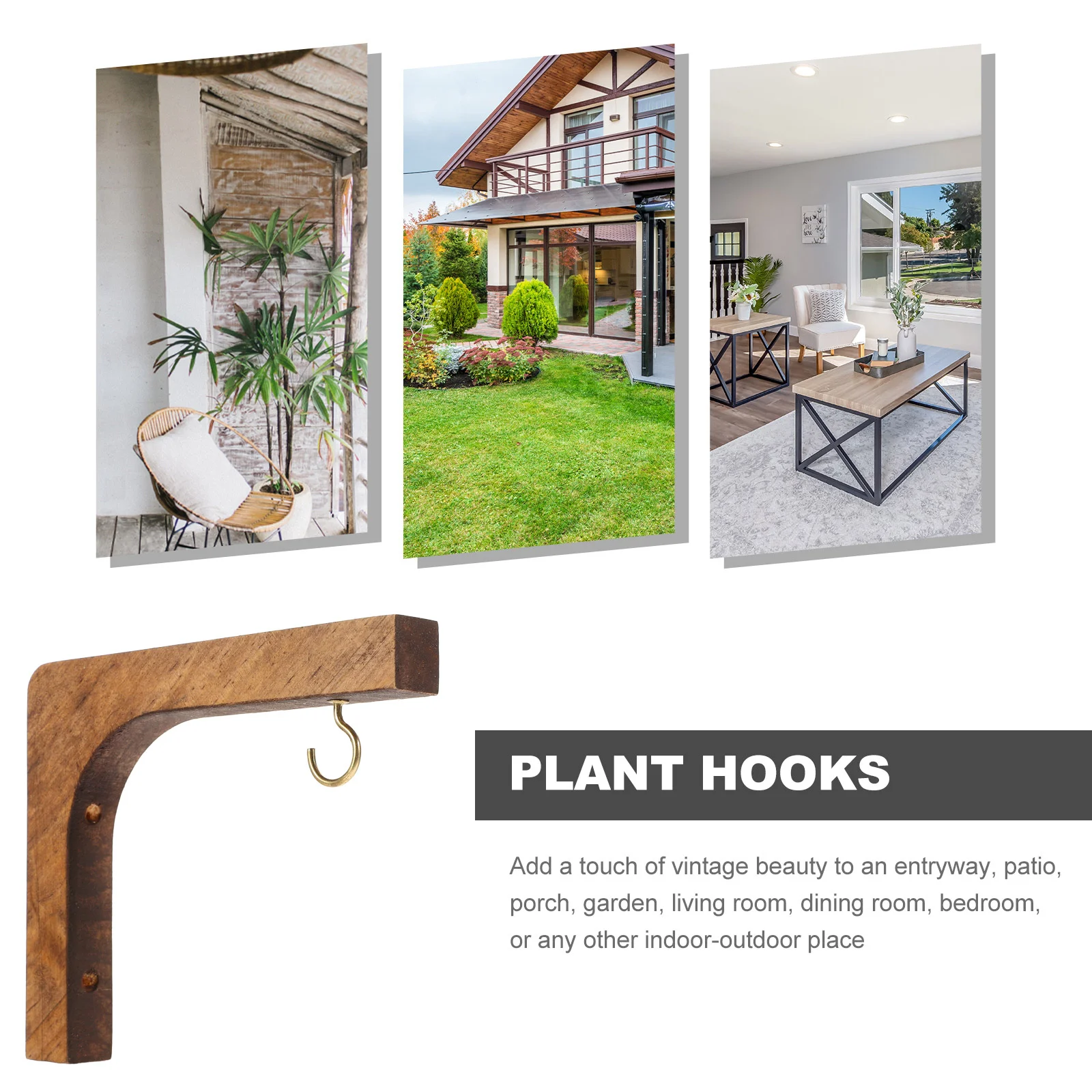 Wood Flower Pot Hook Heavy Duty Hanging Hook Plant Bracket Wall Mount Plants Hanger Bracket Lanterns WindChimes Home Decor tool