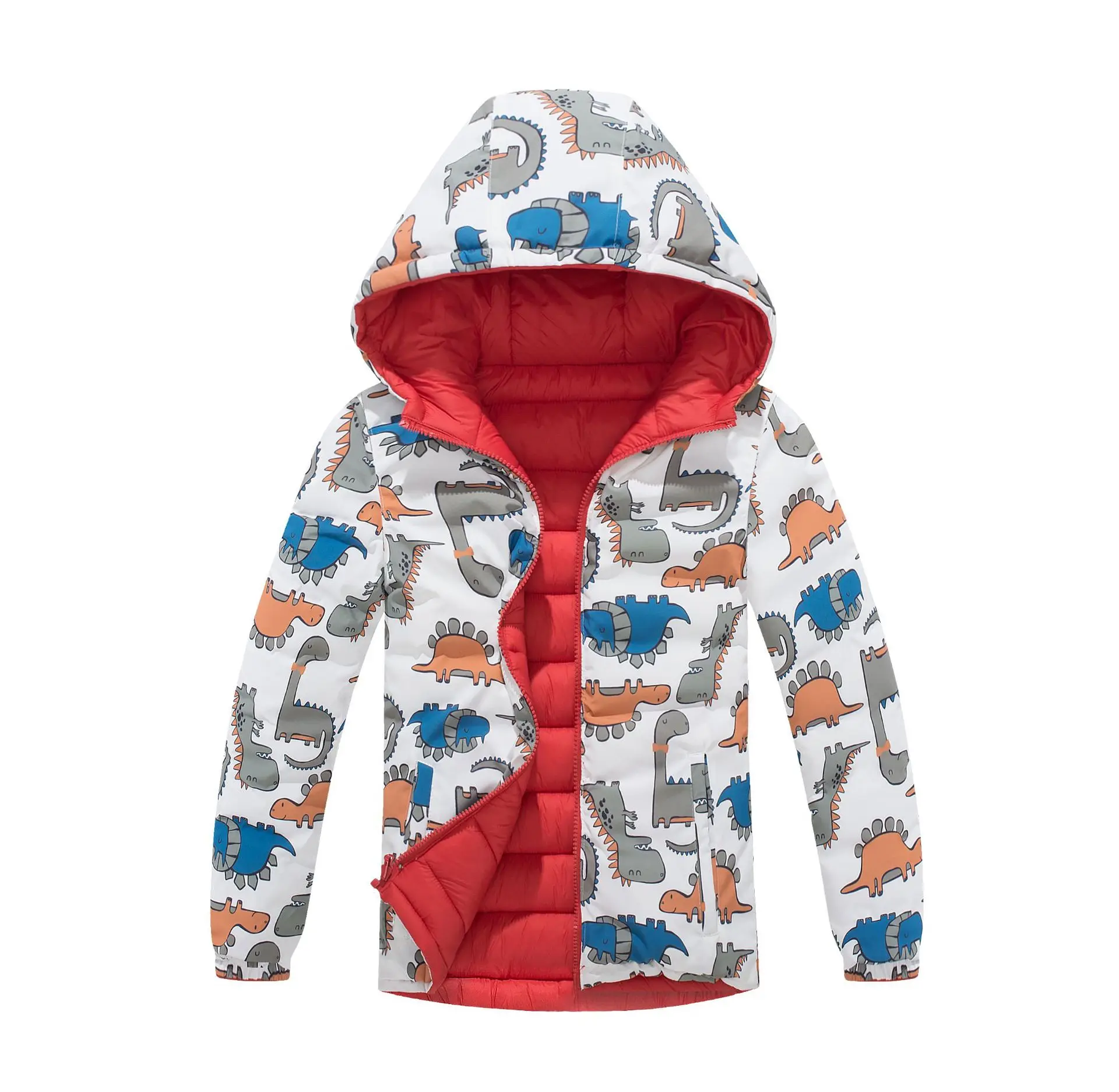 

Winter Warm Waterproof Boy Hooded Zip Cotton Lined Cartoon Reversible Puff Jacket Kids Therme Track Coat Child Outerwear 3-12Yrs