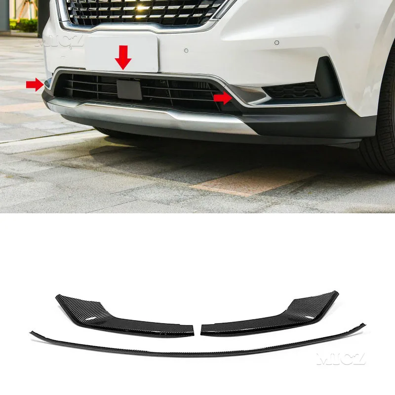 

For Kia Carnival Sedona KA4 2021 2022 Front Grille Under ABS Carbon Fiber Decorative Cover Strip Silver Upgrade Car Accessories