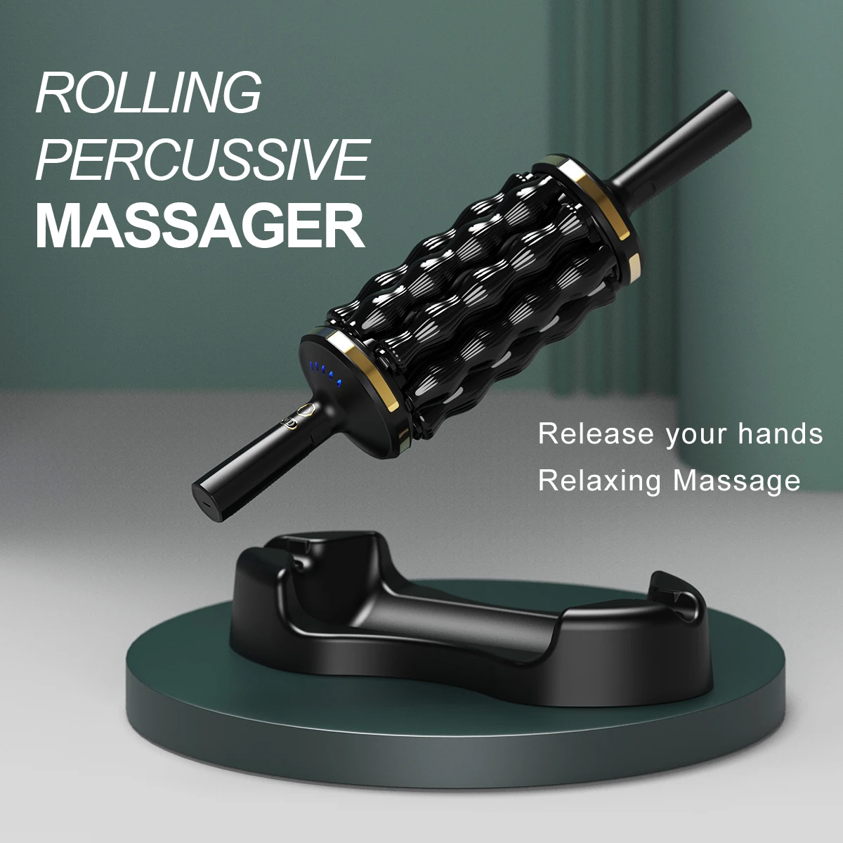 Whole Body Pain Relief Muscle Recovery Roll Shaper Massage Machine Body Rolling Percussive Therapy Massager With Hands-free Base