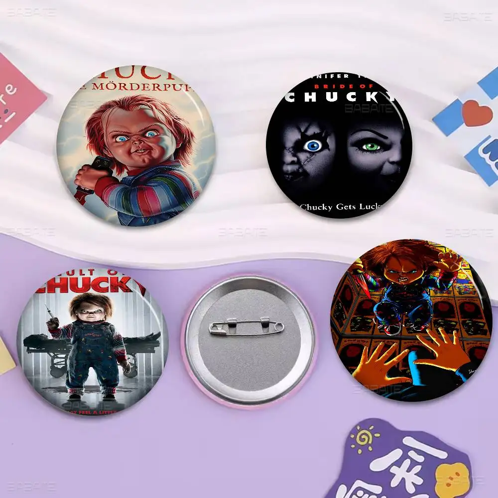 C-Chucky Horror Movie Badges Creative Tinplate Soft Button Pins Animal Icon Brooch Lapel Backpack Badge Accessories Pin