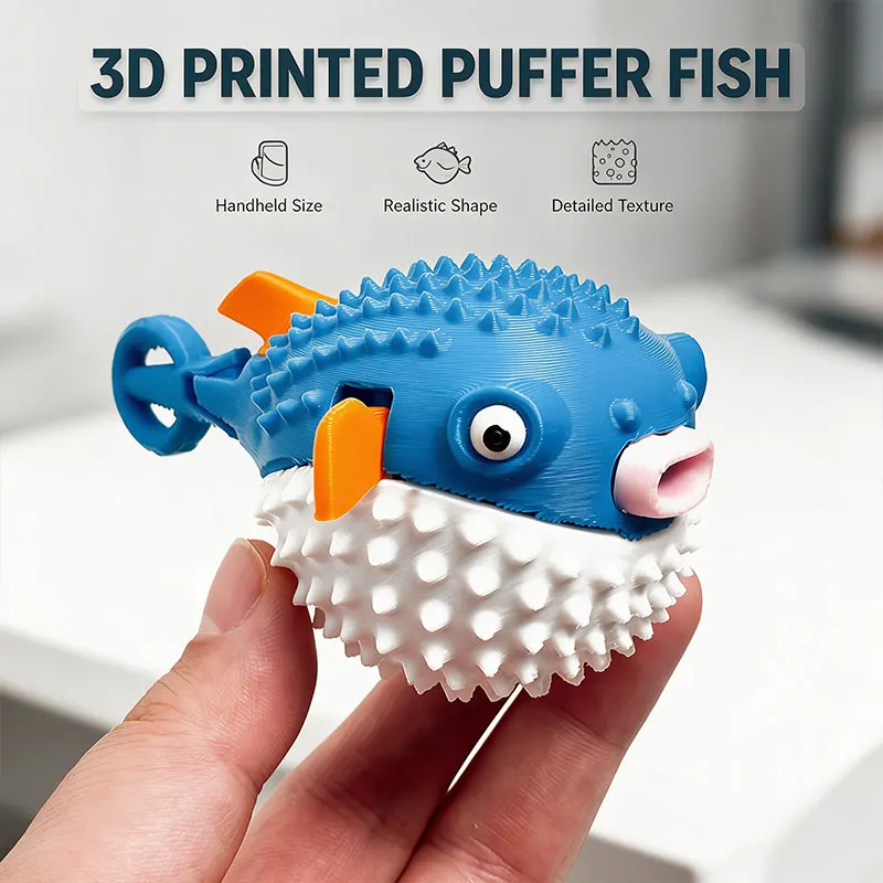 3D Print Pufferfish Model Realistic Marine Animal Desk Ornament with Movable Joint Cool Home Decoration Unique Craft Ideal Gift