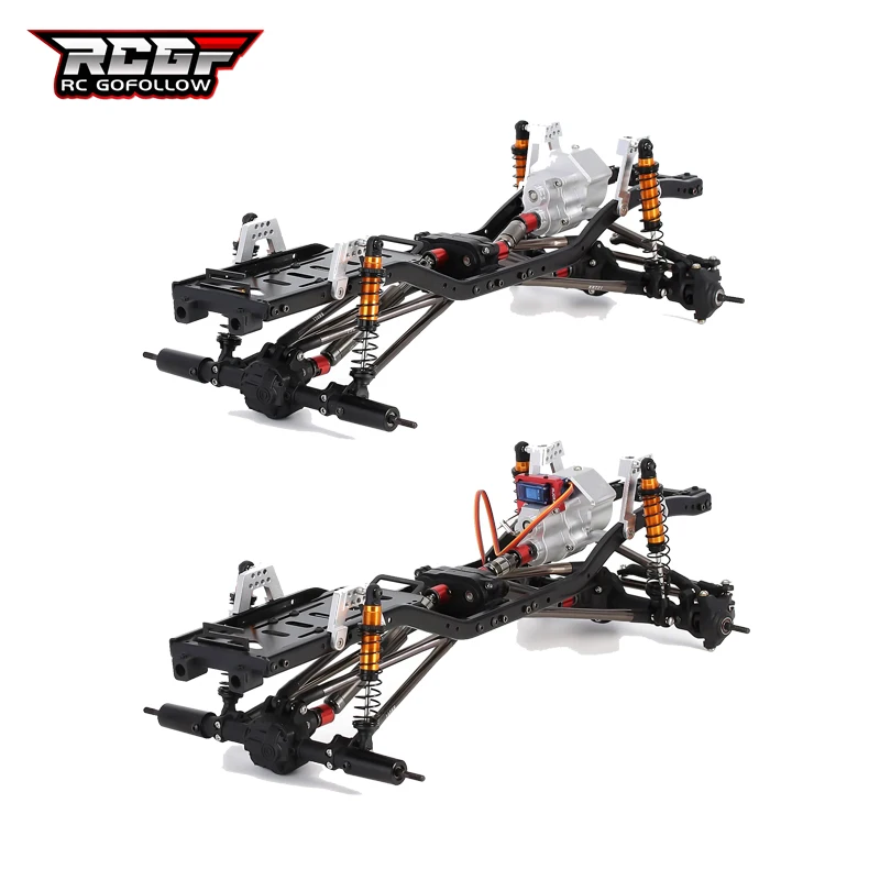 

RCGOFOLLOW 313mm Metal Chassis Frame with Prefixal Single/2-Speed Transmission for 1/10 RC Crawler Axial SCX10 II 90046 EX86100