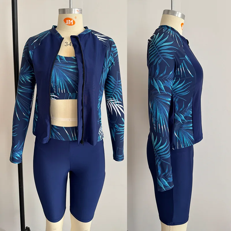 Printed Suit Women's Vest Swimsuit Three-piece Sexy Top 2 Pieces Tankini Swimsuits Women Biquinis Set Bathing Suits