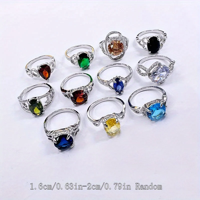 20 Elegant Colorful Rings | Boho Sparkling Finger Rings Vintage Sparkling Jewelry, Party Decorations for Men and Women, Random Styles, Colors, Sizes, Stainless