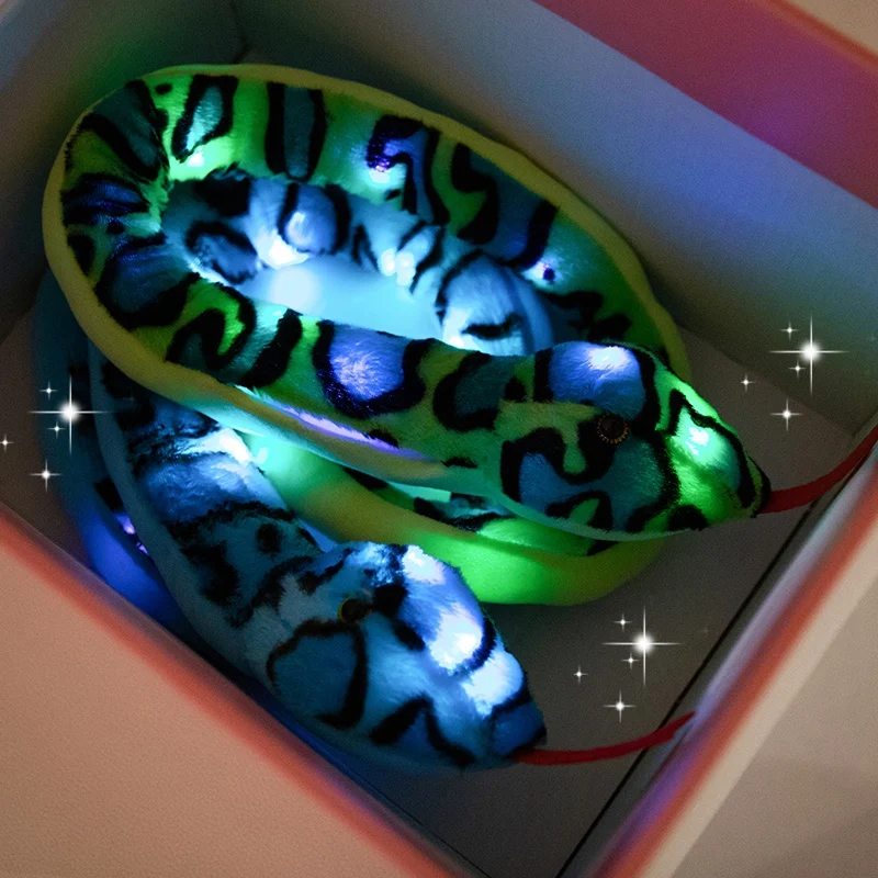 100cm Luminous Light Up Led Snake Plush Stuffed Animal Toy Colorful Glowing Christmas Scary Halloween Gift For Boyfriend