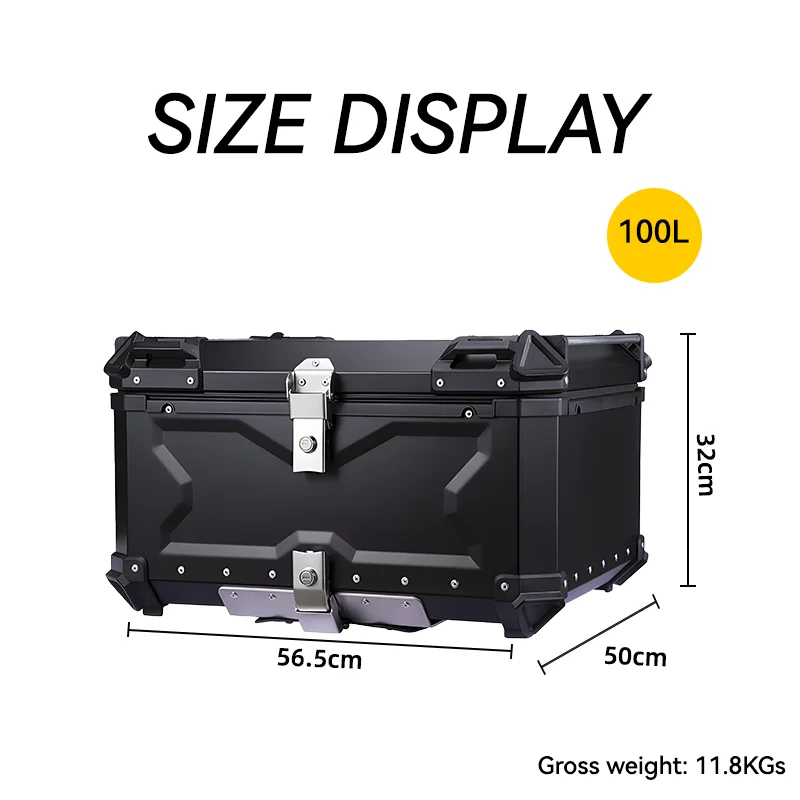Custom High End 100L Box Motorcycle Top Case Waterproof Motorcycle Tail Box with Security Lock Motorcycle Tail Box