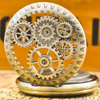 復古青銅蒸氣龐克銅鏤空齒輪石英懷錶項鍊吊墜鐘鍊男女通用禮物 8 最佳銷售 懷錶 - №5