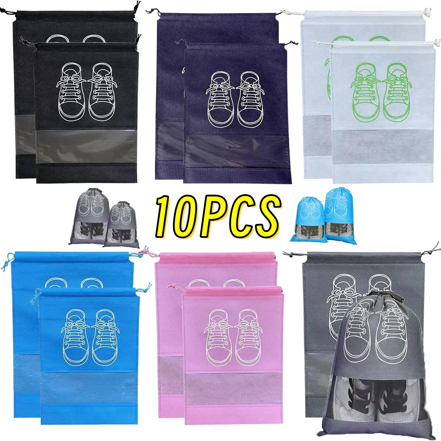 10/5Pcs Travel Shoe Bags Portable Sneaker Bags Waterproof Shoe Bags Dustproof Shoes Pouches Organizer for Travel Storage Bag