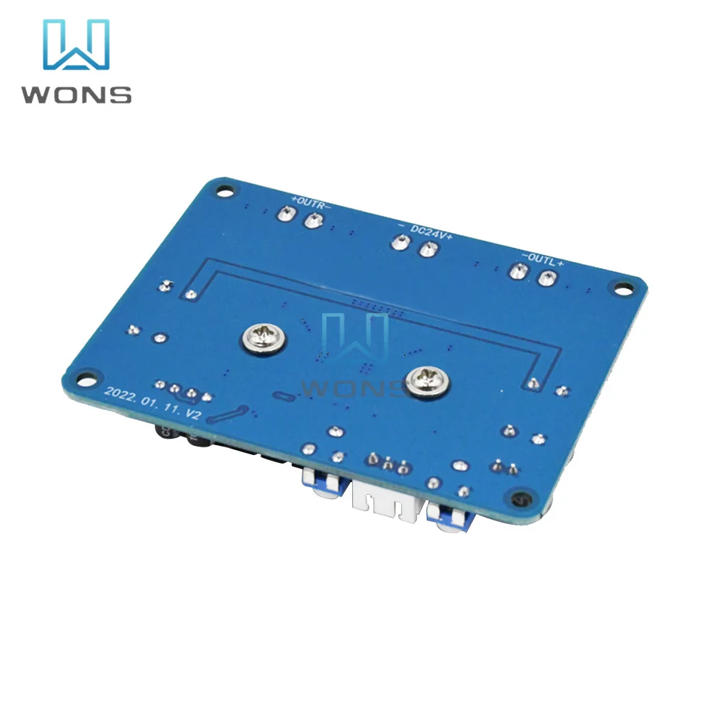 XH-A283 High Power Digital Power Amplifier Board TPA3116D2 100WX2 DC 12V-24V Short Circuit Protection 27×52mm Hole