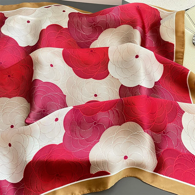 Luxury Design Print Silk Square Scarf Women Soft Satin Horse Hairband Neckerchief Office Hijab Headband Foulard Bag Ribbons Gift image 5