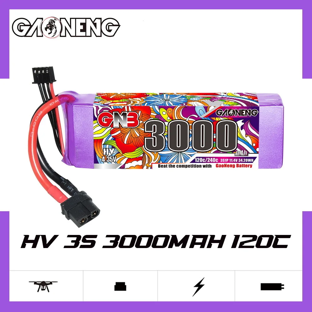 GNB 3000mAh 11.4V HV 120C/240C Lipo Battery For RC Helicopter Quadcopter FPV Racing Drone Spare Parts 3S Drones LiHV Battery