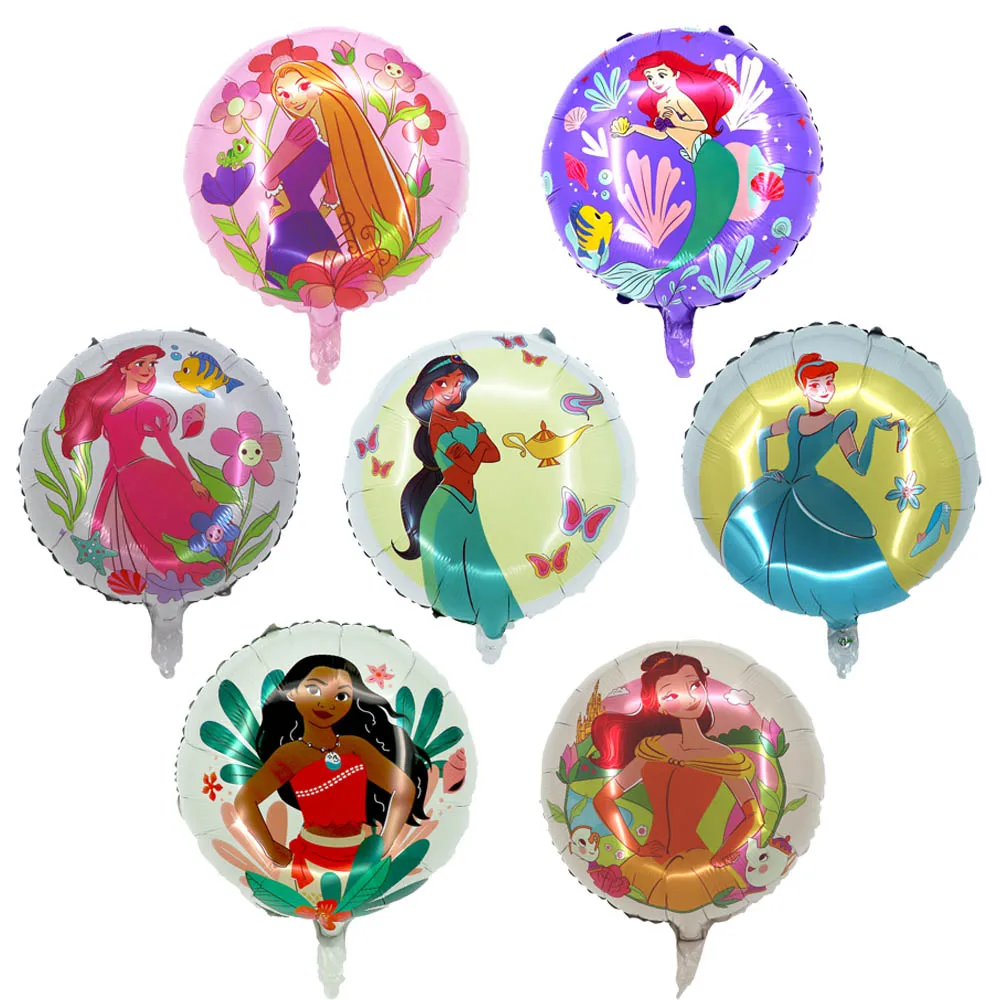 18inch Round Belle Cinderella Snow White Rapunzel Princess Foil Balloons Mickey Minnie Baby Birthday Party Decor Kids Helium Toy