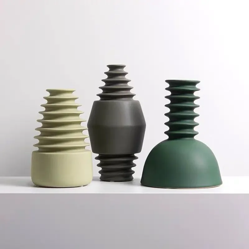 for Creative Abstract Flower Ornament Modern Nordic Minimalist Style Ceramic Vase Flower Insert Home Model Room Soft