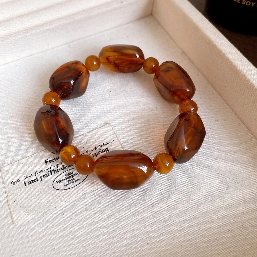 Amber Color Irregular Acrylic Beads Chokers Necklaces Set