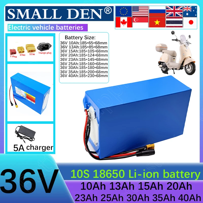 

New 36V 40Ah 35Ah 30Ah 25Ah 23Ah 20Ah 15Ah 13A 10A 18650 Lithium battery pack 1000W Suitable for various power tools +5A charger