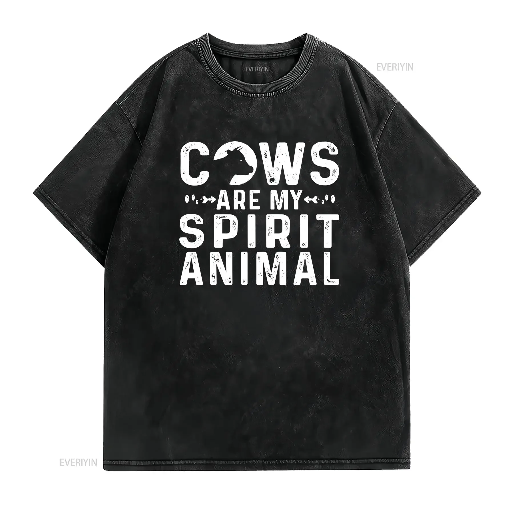 Cow T Shirt Funny s Cows Are My Spirit Animal Cute Dairy Farmer Wisdom Lover vintage Washed homme Versatile Casual streetwear
