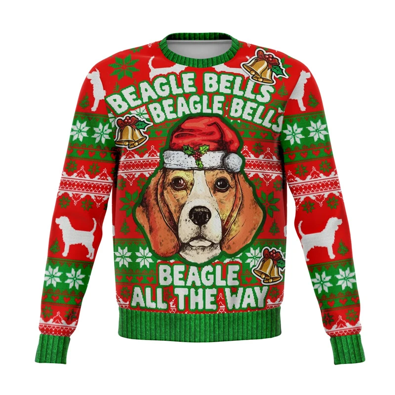 Colorful Dog Cat Pattern Ugly Christmas Sweater For Men 2026 New Year Festival Hoodie Women Merry Christmas Crew Neck Sweatshirt