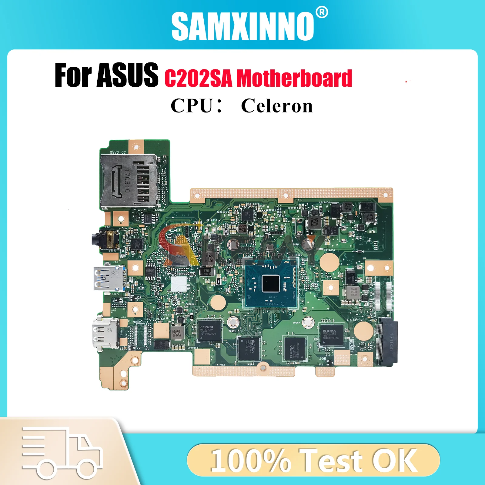 

C202SA Laptop Motherboard For ASUS Chromebook C202S C202SA Notebook Mainboard With Celeron CPU 100% tests OK fast shipping stk