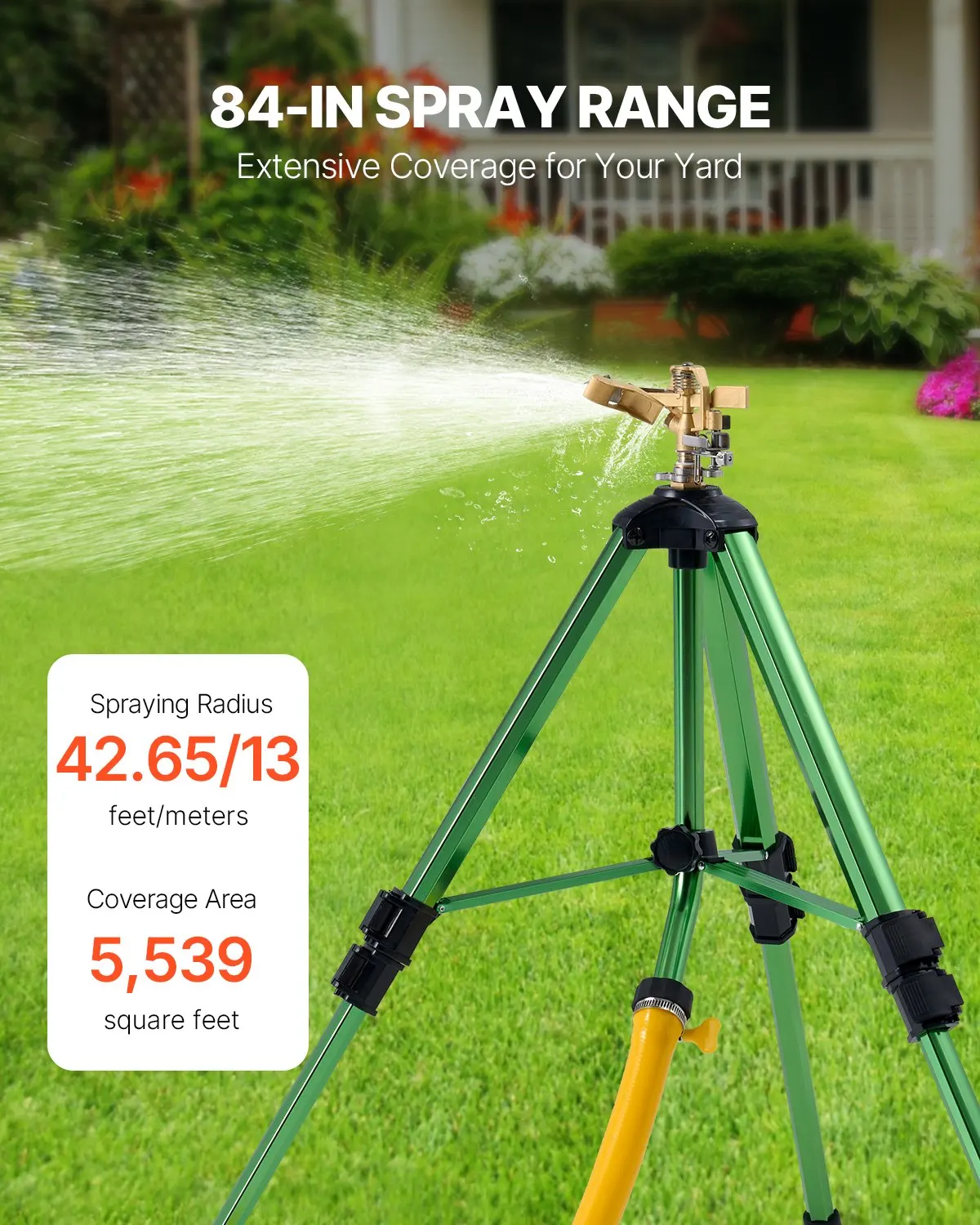 

Impact Sprinkler On Tripod Base, Heavy Duty Tripod Sprinklers With Brass Head & Connector, 360 Degree Large Area Coverage