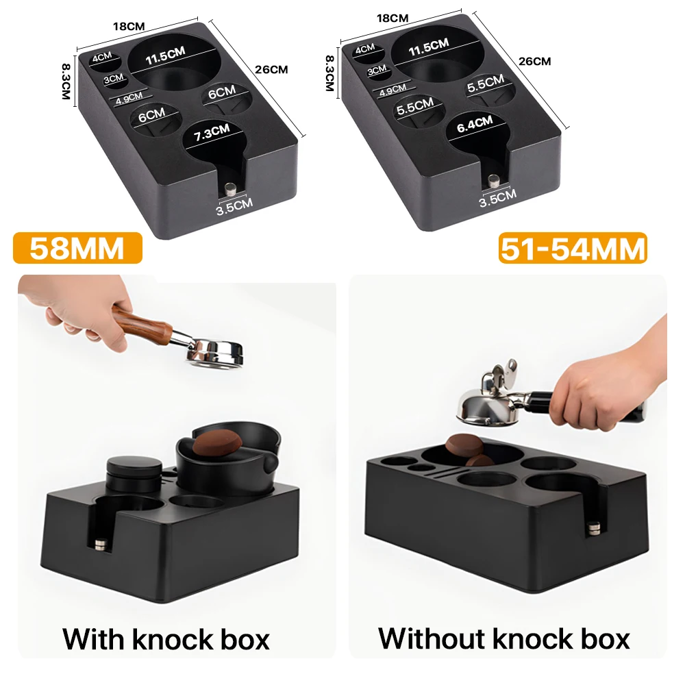 Espresso Tamper Mat Stand Espresso Knock Box Coffee Accessories 51/53/58mm ABS Coffee Portafilter Rack Distributor Holder