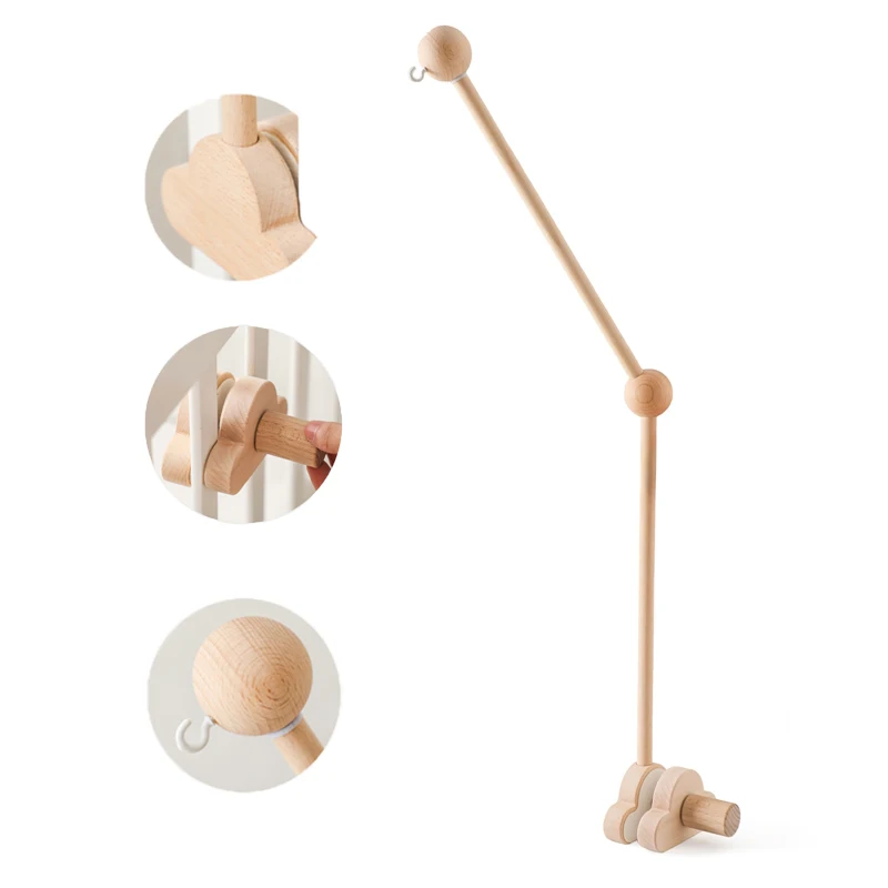 Baby Wooden Bedbell Bracket 0-12 Months Bed Bell Bracket Wooden Mobile Newborn Crochet Bed Bell Hanging Toys Newbaby Rattle Toys