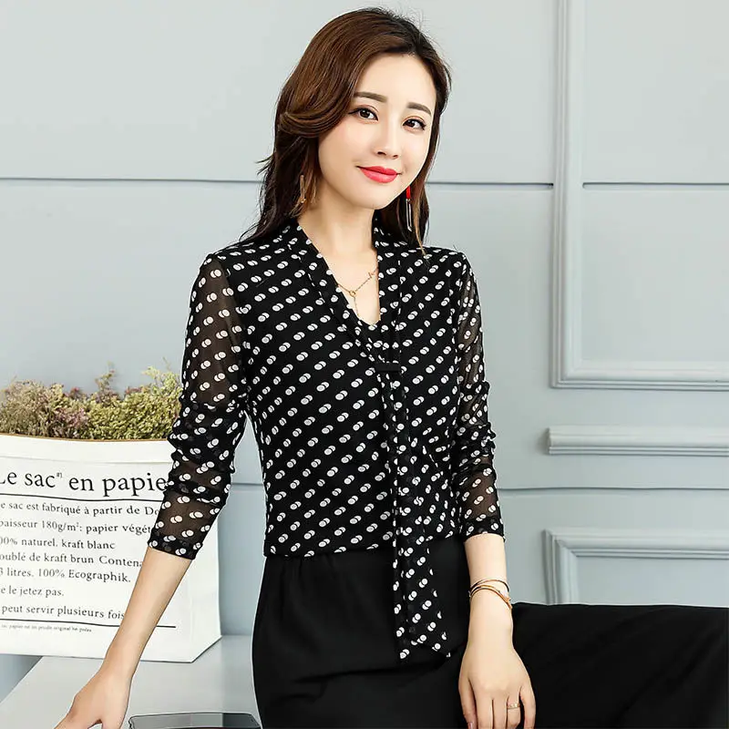 Women Clothes Casual Fashion Office Lady Simplicity Printing Long Sleeve Women's Shirt Trend All-match Elegant Temperament Tops