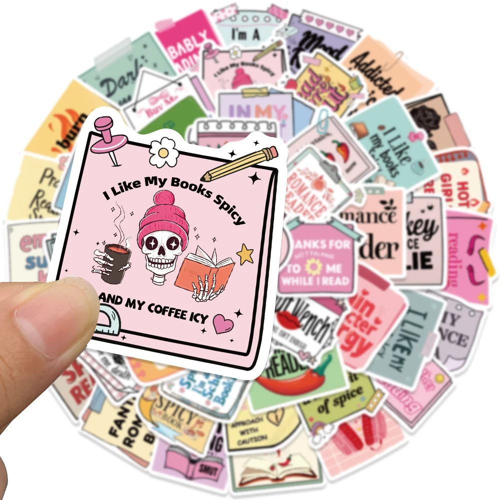 50pcs Funny Cartoon Reading Book Note Stickers Bookish Sticker For Luggage Laptop Guitar Phone Waterproof Vinyl Decals