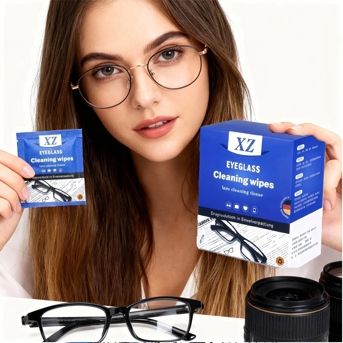 Eyeglass lens cleaning wipes, eyeglass anti-fog wipes, eyeglass cleaning wipes, eyeglass cleaner, eyeglass cleaning cloths