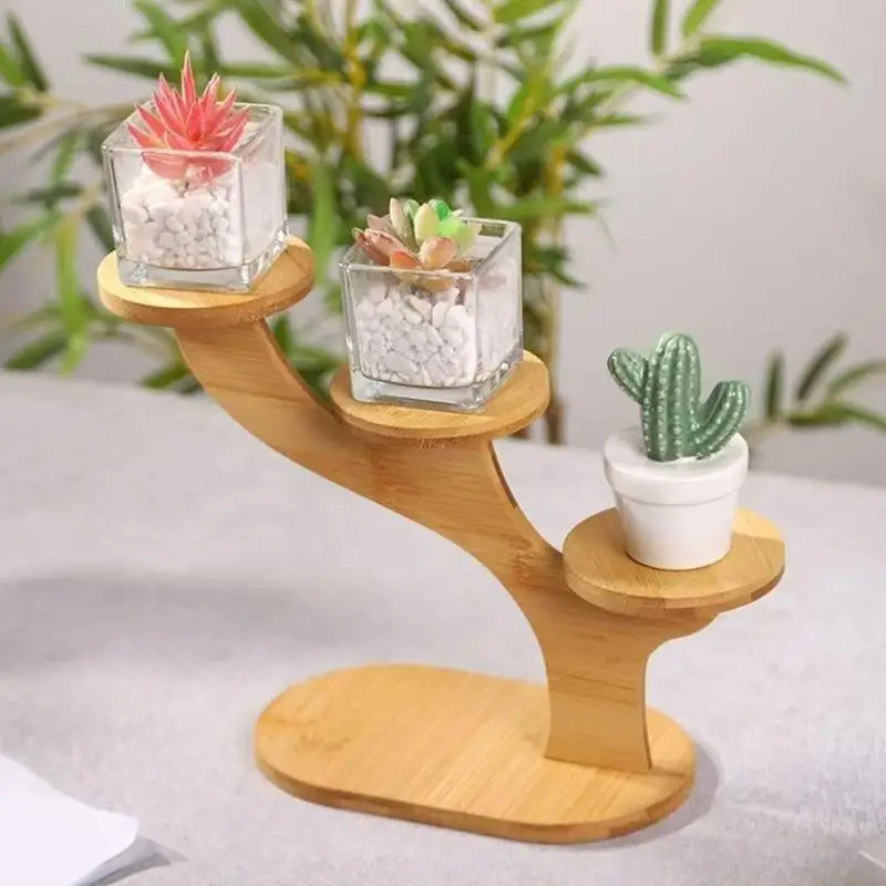 QX2E Space Saving Multiple Level Bamboos Plant Shelf With Sturdy Structure Perfect For Home Office Balcony Gardening