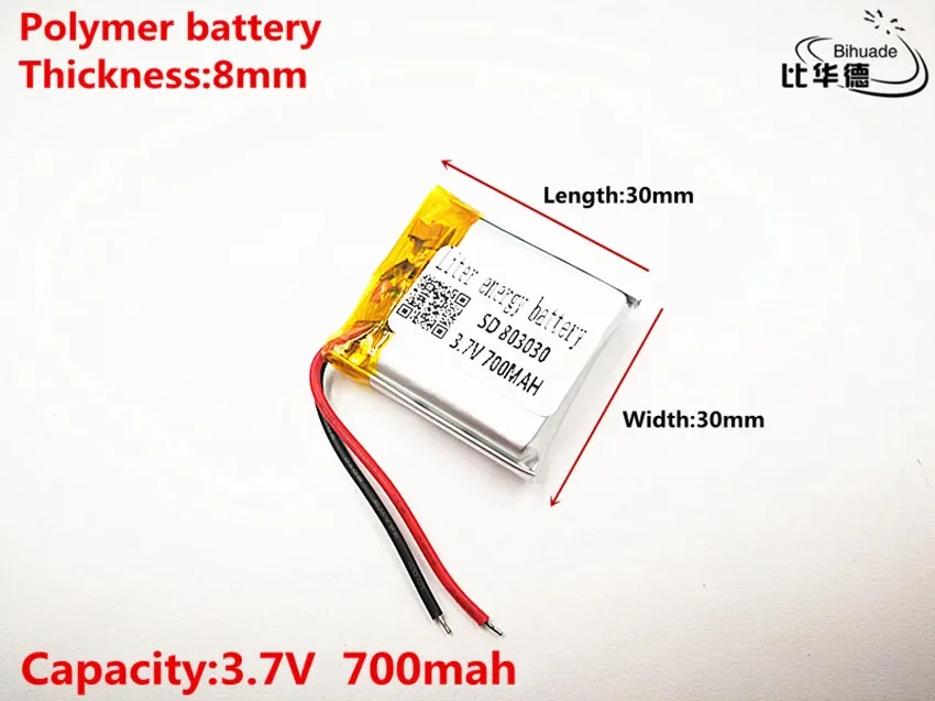 5pcs Liter energy battery Good Qulity 3.7V,700mAH,803030 Polymer lithium ion / Li-ion battery for TOY,POWER BANK,GPS,mp3,mp4