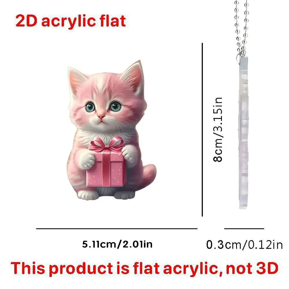 2D Design Car Pendant Cat-Shaped Realistic Style Hanging Ornament Hanging Decor Chain Included Car Interior Accessories