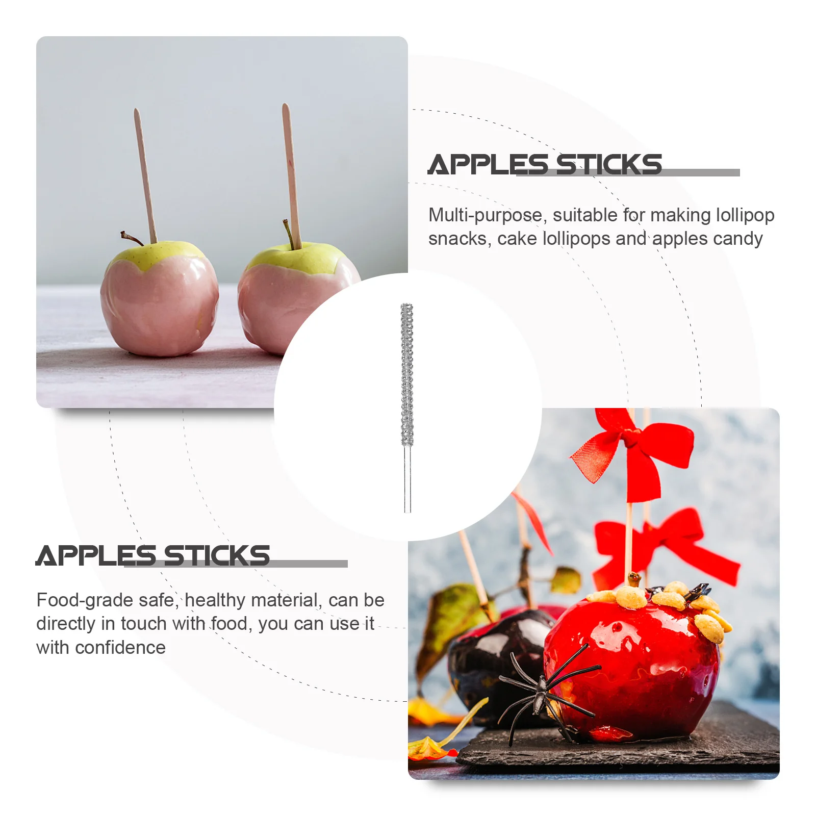 

10Pcs Candy Apple Decorative Sticks Acrylic Lollipop Making Tool for Party Dessert Chocolate Display