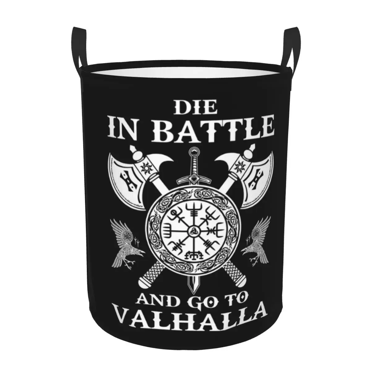 Viking Warrior Die In Battle And Go To Valhalla Viking Dirty Laundry Baskets Foldable Large Waterproof Clothes Sundries Basket