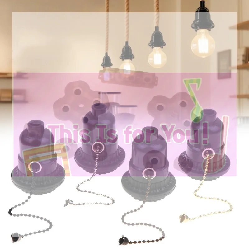 【MA】Black Pull Chain Switch Lamp Holder E26 E27 Socket Adapter Light Bulb Base Converter For Lamps Repair Kit Screw In Socket
